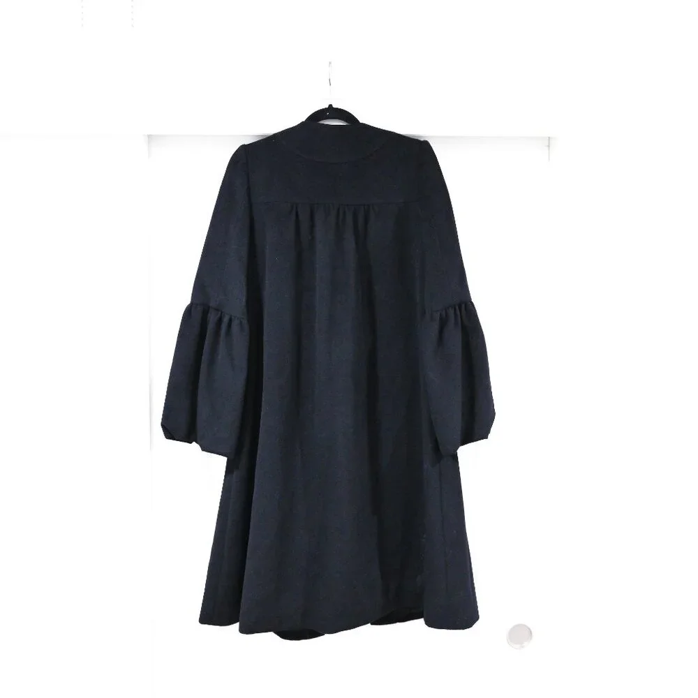 Diane von Furstenberg Size 6 Navy Wool Puff Sleve Midi Pea Coat - Picture 9 of 9